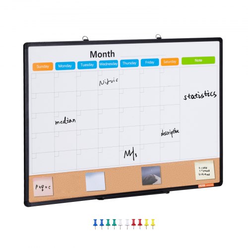 Kombinuota magnetinė lenta ir kamštinė lenta su kalendoriumi VEVOR A210-2436CPW, 90 x 60 cm