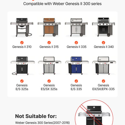Kepsninės aromato plokštelės VEVOR Weber Genesis II 300 serijai, 44 cm, 5 vnt.