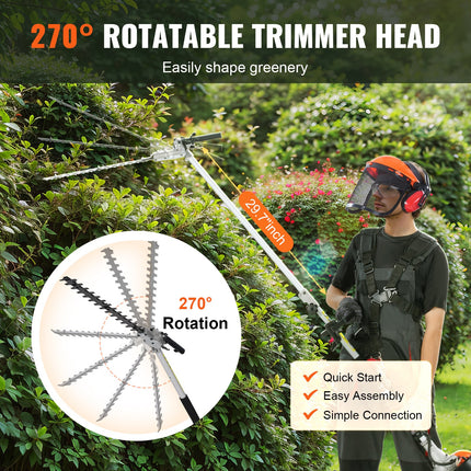 Benzininės aukštapjovės gyvatvorių žirklės VEVOR F26-B, 26 cm³