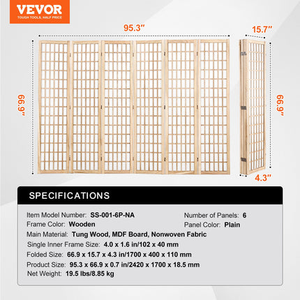 Kambario pertvara VEVOR SS-001-6P-NA, 6 dalių