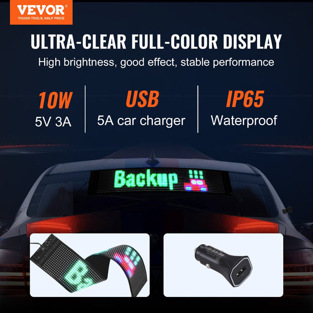 Programuojama LED reklaminė lenta VEVOR S1696, 68x12 cm