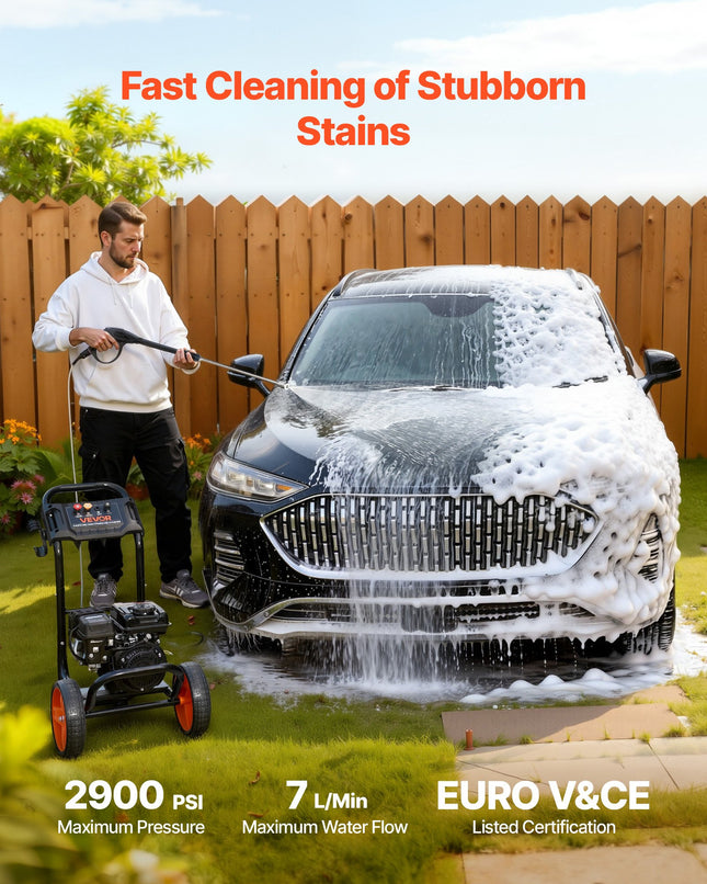 Benzininis aukšto slėgio plovimo įrenginys VEVOR 2500BP, 2900 PSI