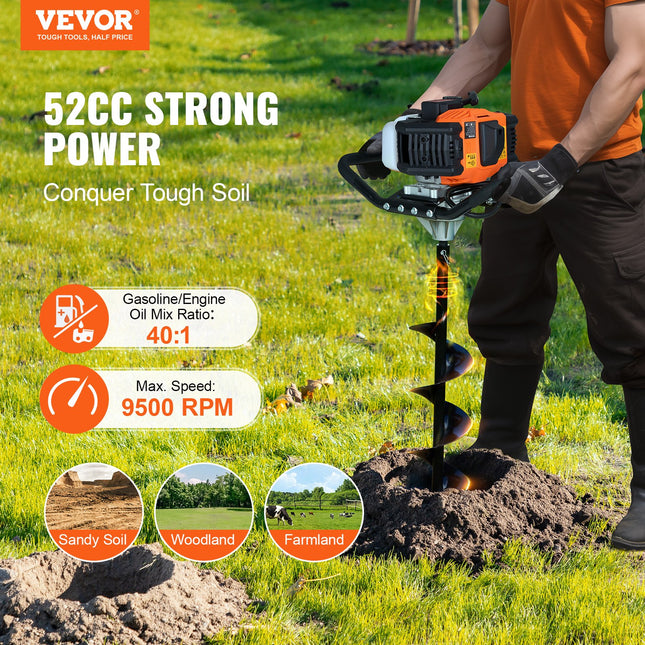Benzininis žemės grąžtas VEVOR D52-F, 1450 W