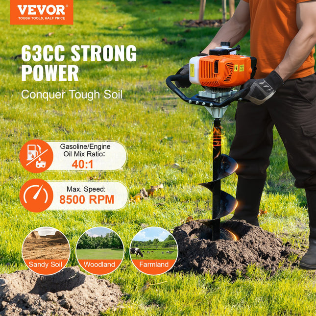 Benzininis žemės grąžtas VEVOR D58-A, 2400 W