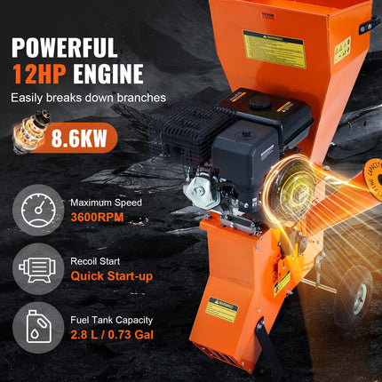 Benzininis šakų smulkintuvas VEVOR GCS400, 8.6 kW