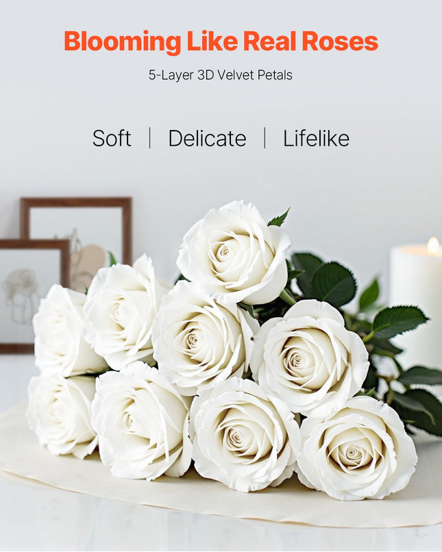 Dirbtinės gėlės VEVOR JNR-WHITE-120, 120 vnt.