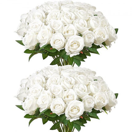 Dirbtinės rožės VEVOR JNR-WHITE-060, 60 vnt.