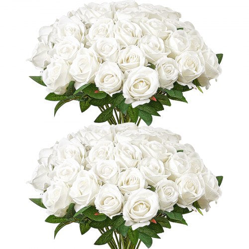 Dirbtinės rožės VEVOR JNR-WHITE-060, 60 vnt.