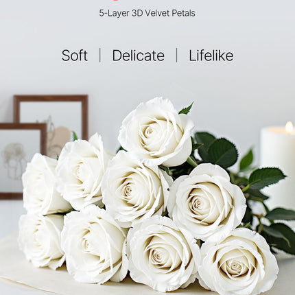 Dirbtinės rožės VEVOR JNR-WHITE-060, 60 vnt.