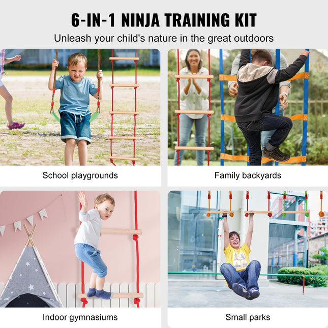 Ninja kliūčių ruožas vaikams VEVOR PR-010-50, 15,24 m