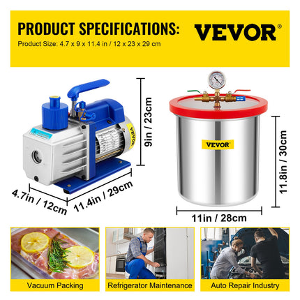 Vakuuminė kamera su siurbliu VEVOR RS-2, 18,9 l