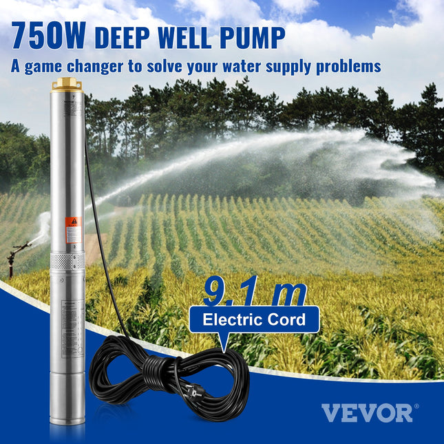 Giluminis vandens siurblys VEVOR 4SDM4/10, 750W