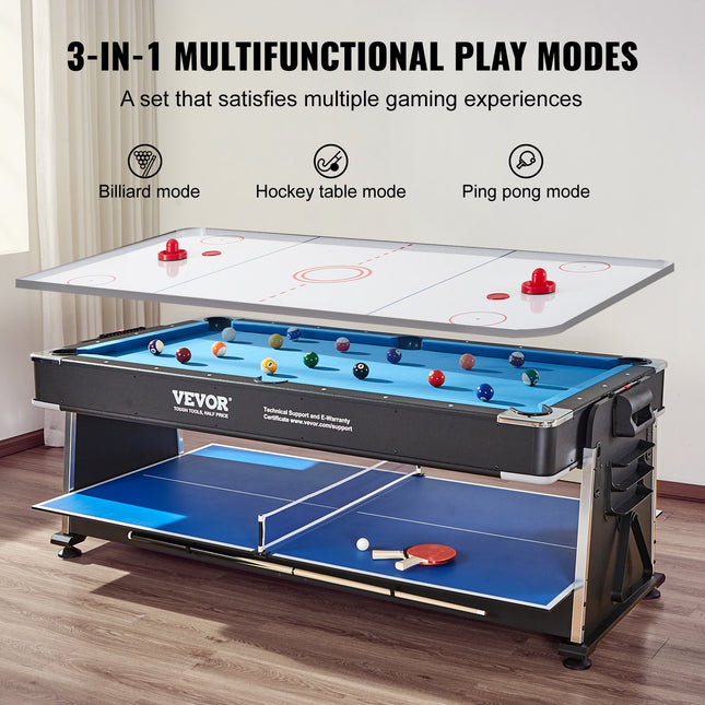 Daugiafunkcis žaidimų stalas VEVOR AP724US/EU, 3-in-1, 223 cm