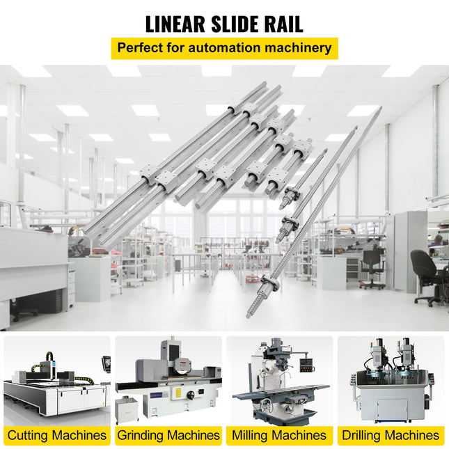 Linijinių kreipiančiųjų ir rutulinių sraigtų rinkinys VEVOR SBR20 RM1605, 350/650/1050 mm