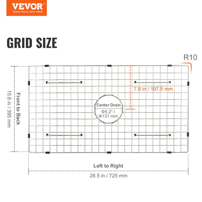 Plautuvės apsauginės grotelės VEVOR KM-BHQ-2302-SKU4, 725x395 mm