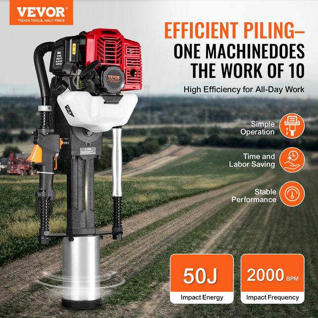 Benzininis stulpų kalimo įrankis VEVOR JH-95, 1400 W