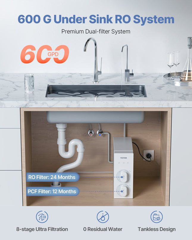 Atbulinio osmoso vandens filtravimo sistema VEVOR SS-004, 600 GPD