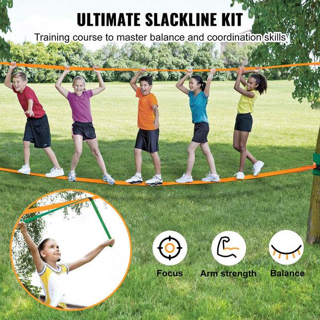 Vaikščiojimo juostos rinkinys (Slackline) VEVOR Pr-03-60, 18,3 m