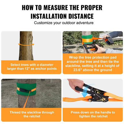 Vaikščiojimo juostos rinkinys (Slackline) VEVOR Pr-03-60, 18,3 m