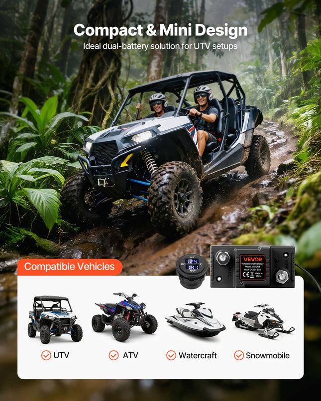 Dviejų akumuliatorių izoliatoriaus rinkinys VEVOR VSR004, 12V 80A