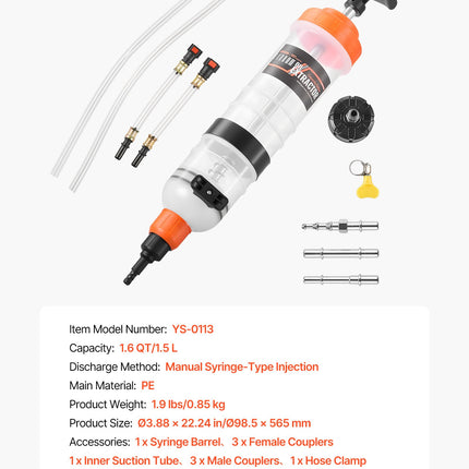 Skysčių išsiurbimo pompa VEVOR YS-0113, 1,5 l talpa