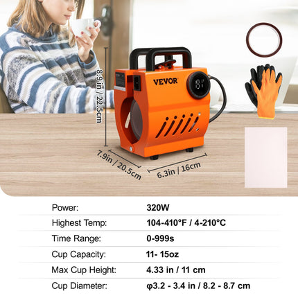 Puodelių termo presas VEVOR F110, 320W