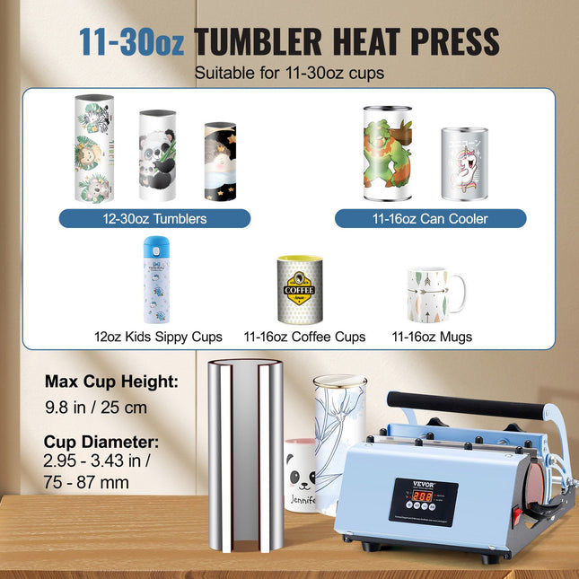 Termopresas puodeliams VEVOR WBFCHP30OZ, 500W