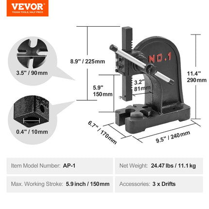 Mechaninis presas VEVOR AP-1, 1 tona