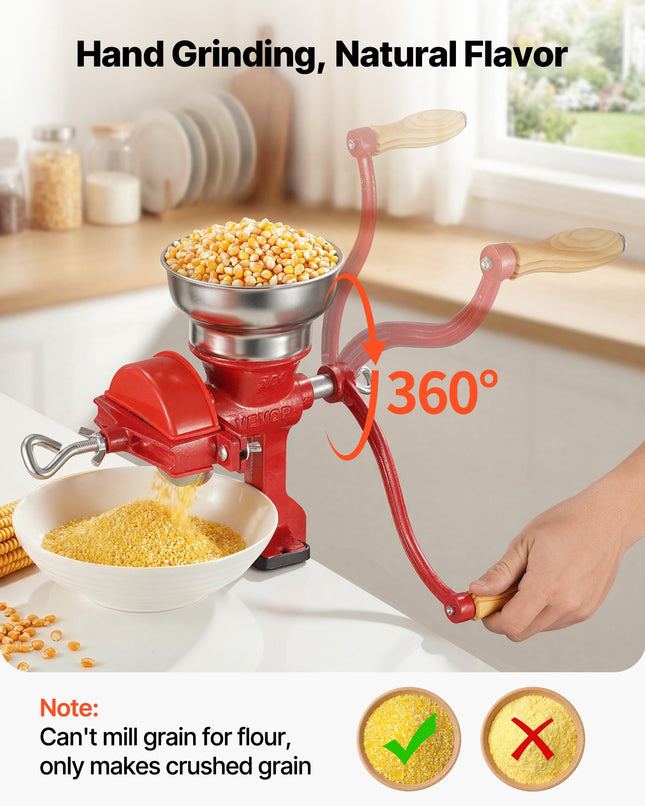 Rankinis grūdų malūnas VEVOR BST-500D1Z, ketaus korpusas