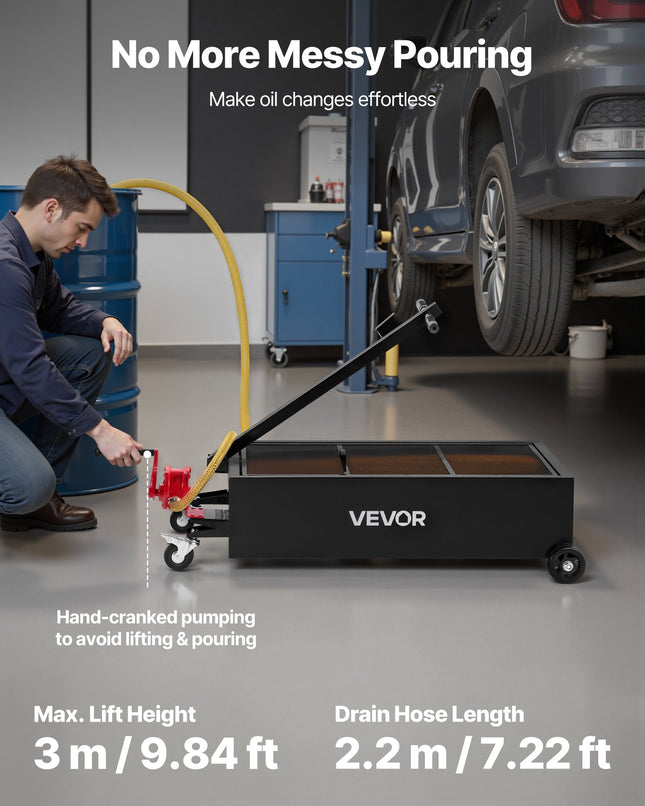 Žemo profilio alyvos surinkimo talpa VEVOR FF-931-S-T, 94,6 l