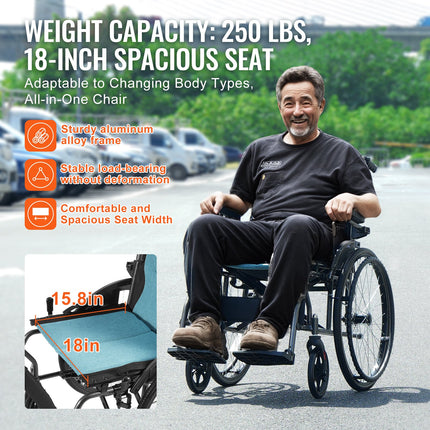 Neįgaliojo vežimėlis VEVOR FS908LAJPQF25-46, 113 kg keliamoji galia