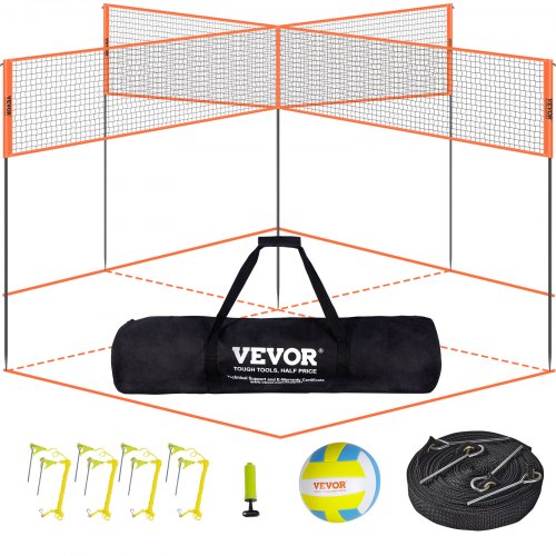 Keturpusis tinklinio ir badmintono tinklas VEVOR JH-205, reguliuojamas aukštis