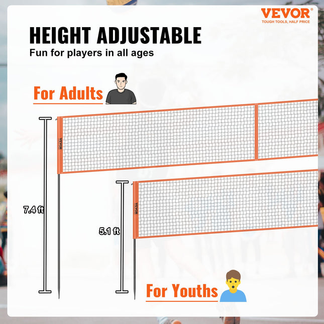 Keturpusis tinklinio ir badmintono tinklas VEVOR JH-205, reguliuojamas aukštis