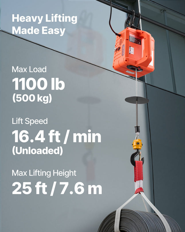 Elektrinė gervė VEVOR 500KG-HXA2, 500 kg keliamoji galia
