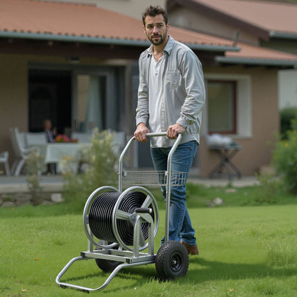 Sodo žarnos vežimėlis VEVOR ALQ-200-2, iki 91 m talpos