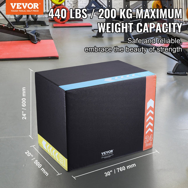 Pliometrinė šuolių dėžė VEVOR SS-Z-30-24-20, 3 viename