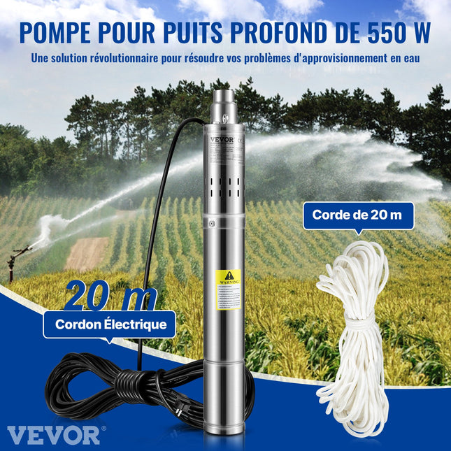 Giluminis vandens siurblys VEVOR 3QGD1-60-0.55, 550W
