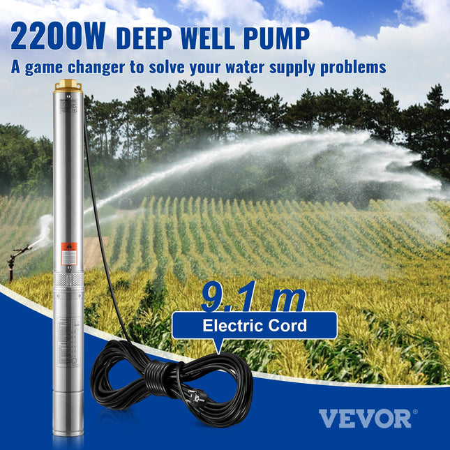 Giluminis vandens siurblys VEVOR 4SDM6/20, 2200 W