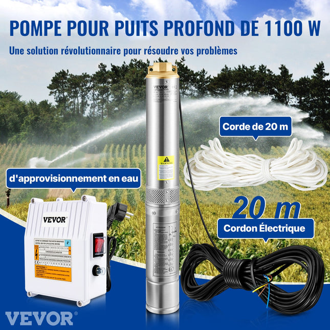 Giluminis vandens siurblys VEVOR 4SDM8/9, 1100W
