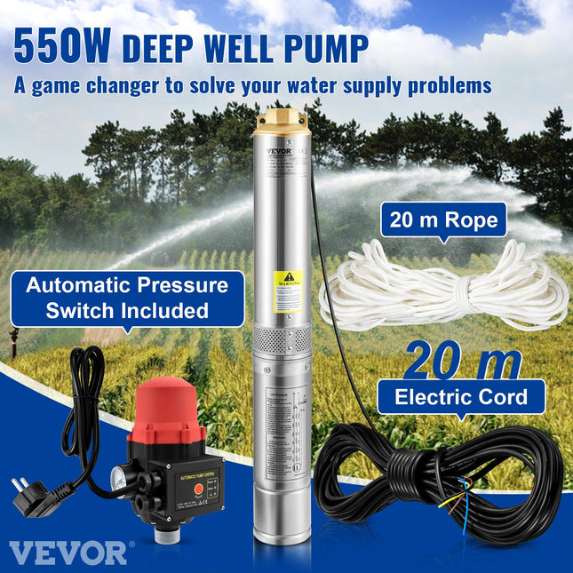 Giluminis vandens siurblys VEVOR 3SDM2/21, 550W