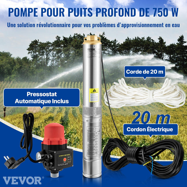 Giluminis vandens siurblys VEVOR 3.5SDM4/11, 750W