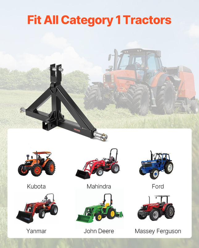 3 taškų pakabos jungtis traktoriui VEVOR S-03, 1360 kg keliamoji galia