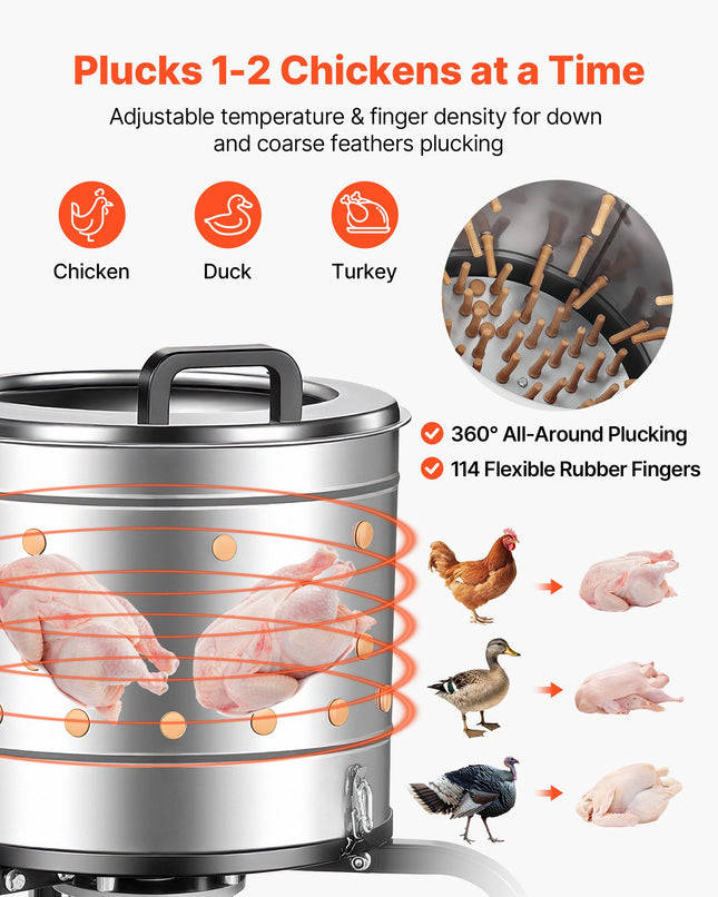Naminių paukščių pešimo mašina VEVOR TM400BS/2, 500 W