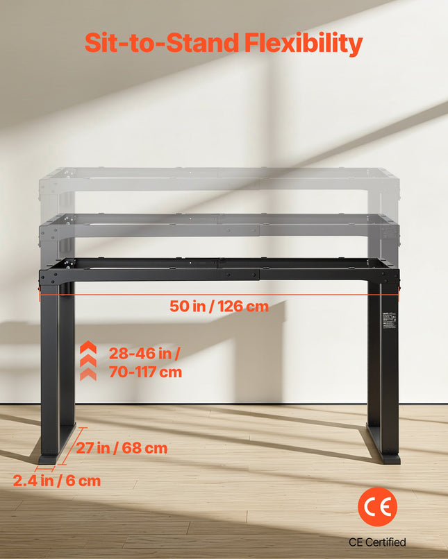 Reguliuojamo aukščio stalo rėmas VEVOR JC35TF-R102R, 70–117 cm