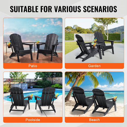 Adirondack tipo kėdės VEVOR SS401-BK-2P, sulankstomos, 2 vnt.