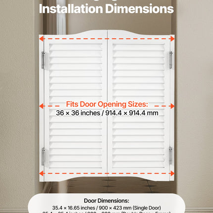 Varstomos kavinės durys VEVOR SS-door2-WH-7, 91,4 x 91,4 cm