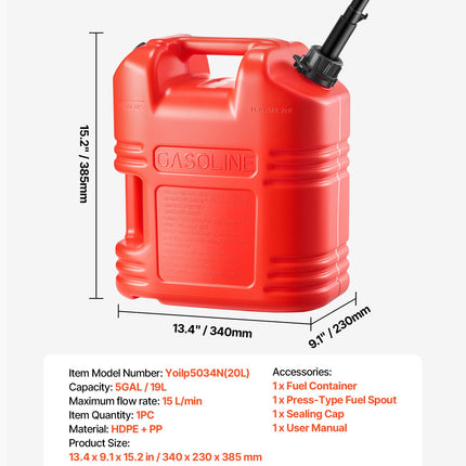 Kuro kanistras VEVOR Yoilp5034N, 19 l