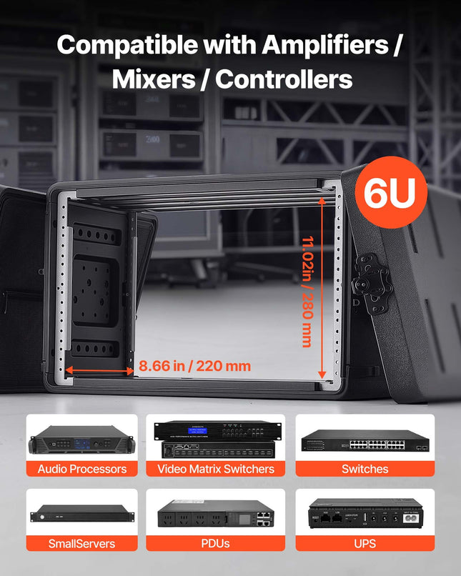 Rack dėžė VEVOR 260-6U, 6U, 260 mm gylis