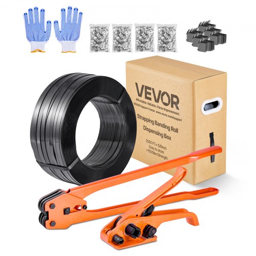 Pakavimo juostos įtempimo ir tvirtinimo rinkinys VEVOR CL-PET600, 610 m PET juosta