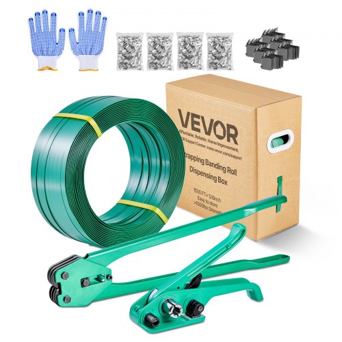 Pakavimo juostos įtempimo ir tvirtinimo rinkinys VEVOR CL-PET450, 457 m PET juosta